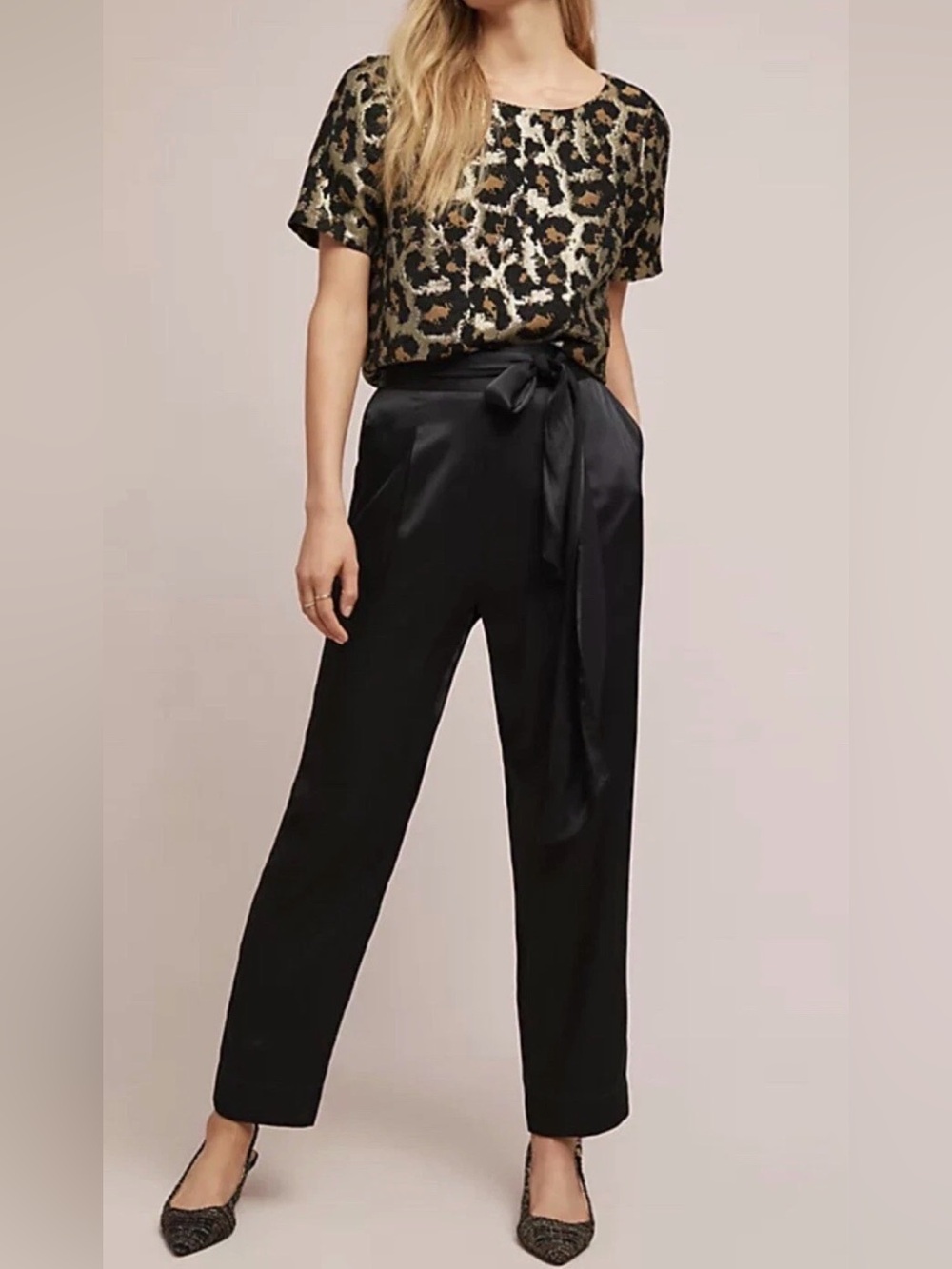 Ett:Twa by Anthropologie Satin Tie-Waist Pants